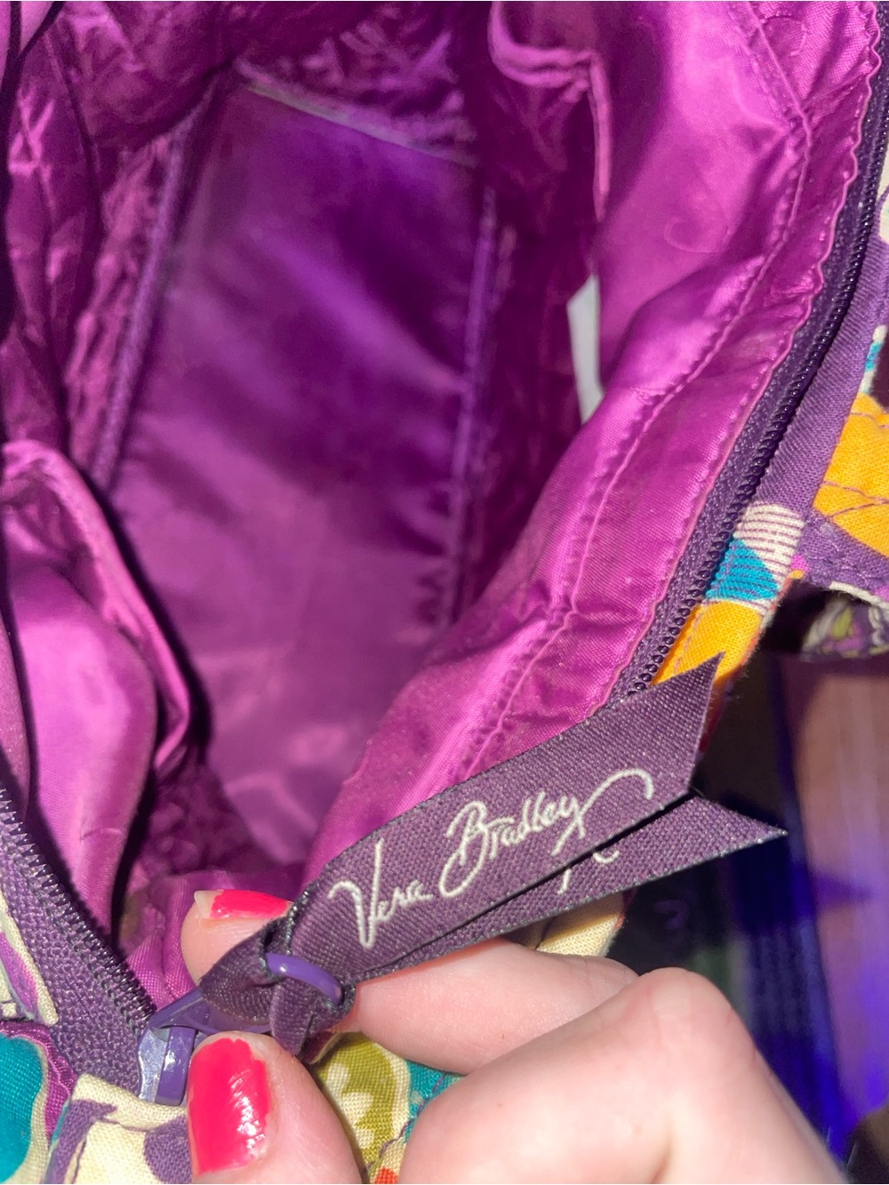 Vera Bradley Quilted Floral Shoulder Bag in Purple with Multicolor Accents - Picture 5 of 6